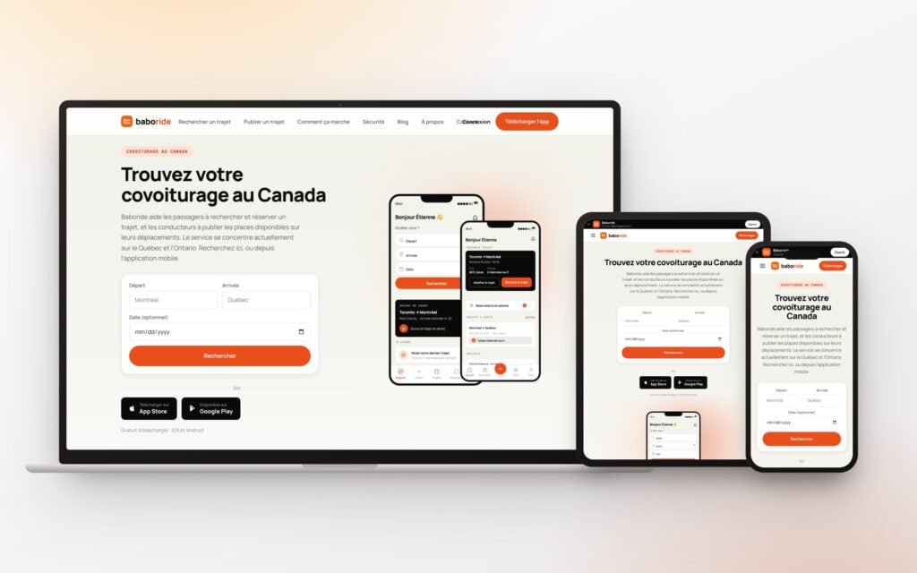 Site Baboride en version ordinateur portable, tablette et téléphone — réalisé par GroupeOlaf