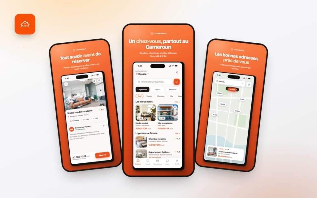 Captures de l’application mobile Les Meubles, réalisée par GroupeOlaf