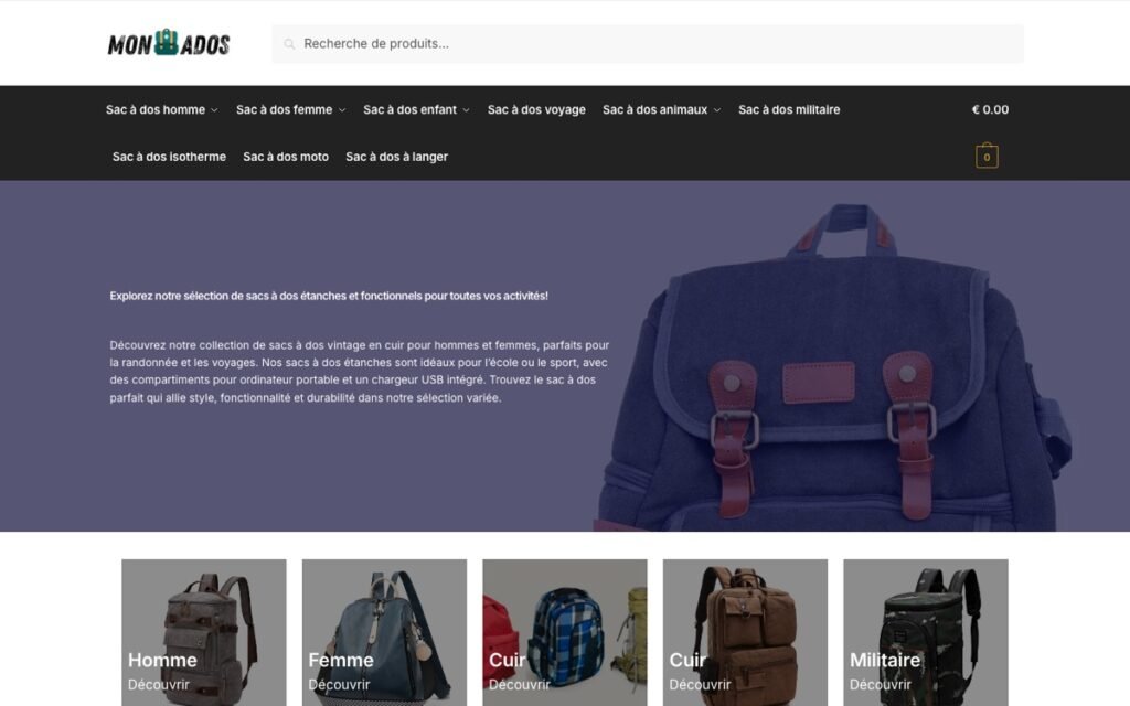 Aperçu du site MonSacADos