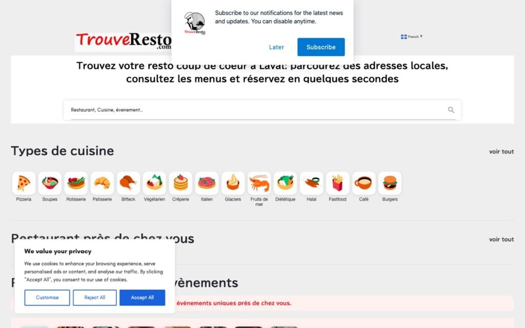 Aperçu du site TrouveResto